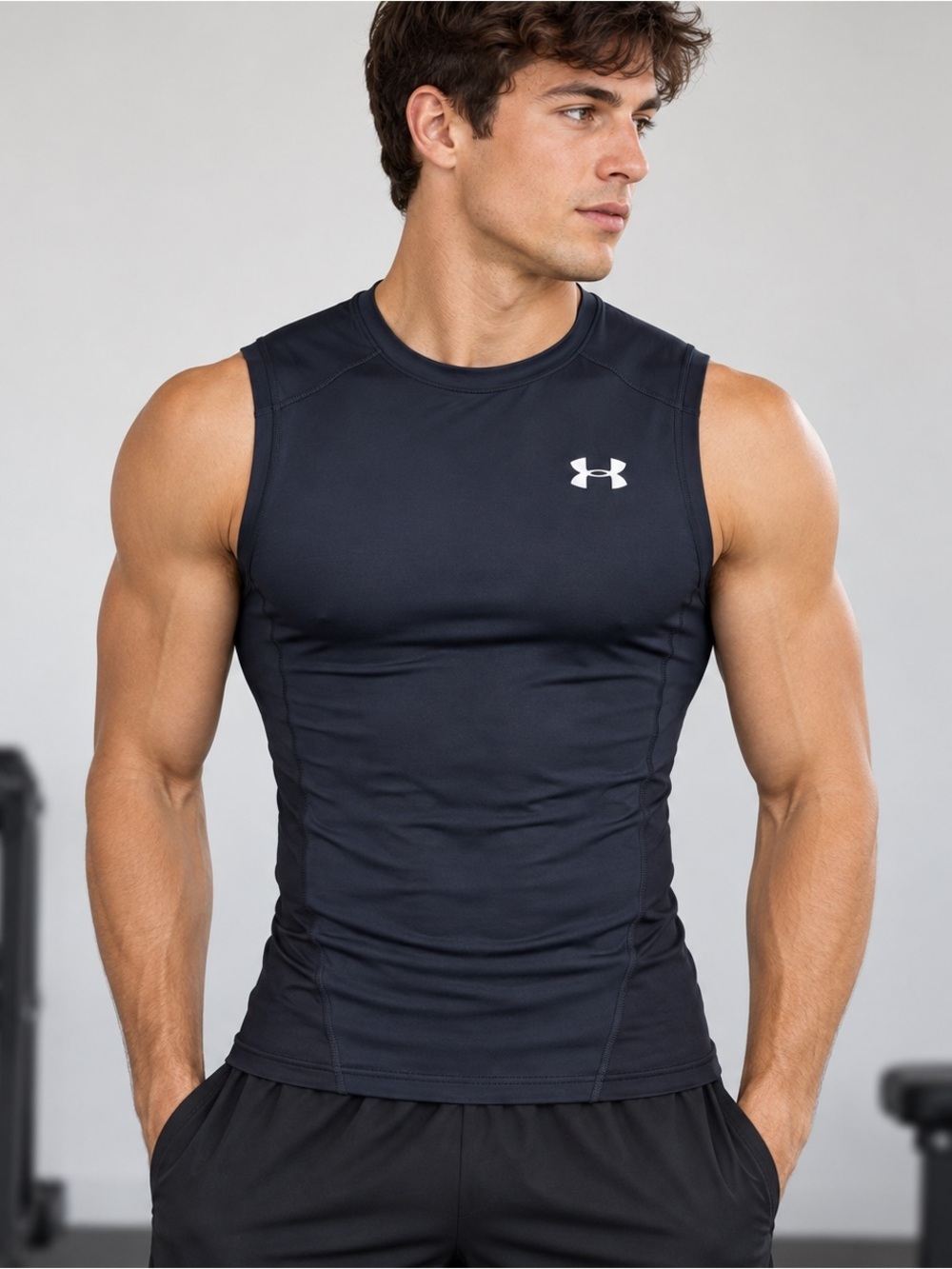 Under Armour Compression Tank Top Mens Small Sleeveless Heat Gear Fitted Black
